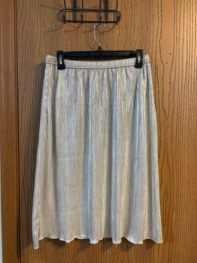 Metallic Silver Midi Skirt